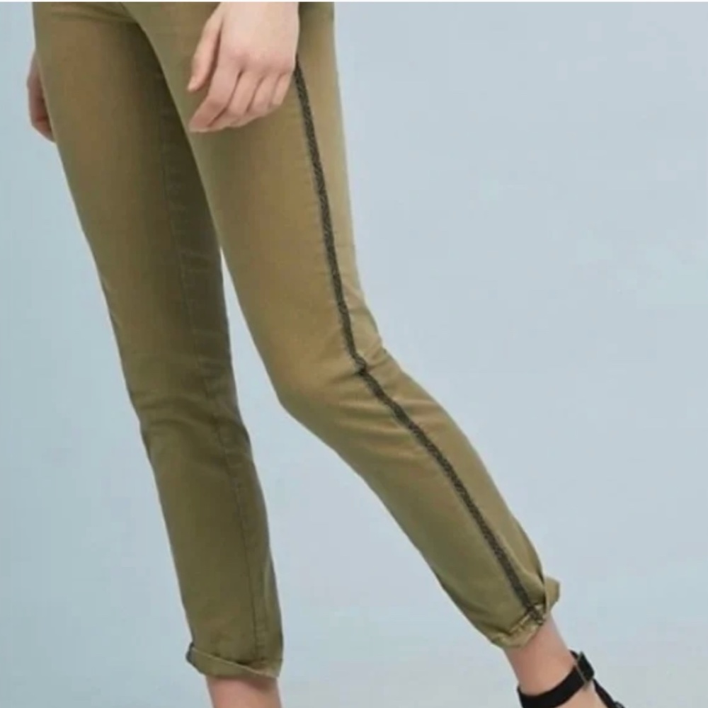 Anthropologie moss green relaxed cotton chino pant